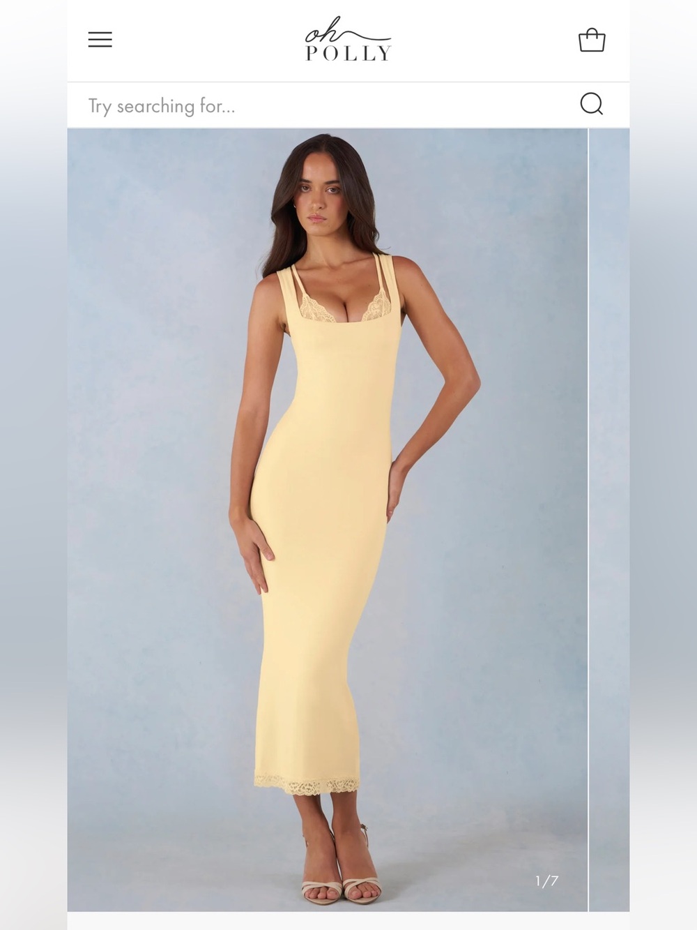 Modal Lace-Trim Midaxi Dress in Butter Yellow